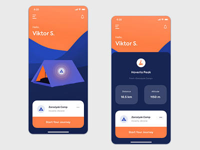 🏕️ Camping App Concept app design application backpackers camping clean digital ecommerce app hiking hoverla icon illustration ios journey mobile mountains procreate product design travel