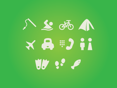 Summersville Wayfinder Icons biking emergency fishing green hiking icons minimal summersville wayfinder