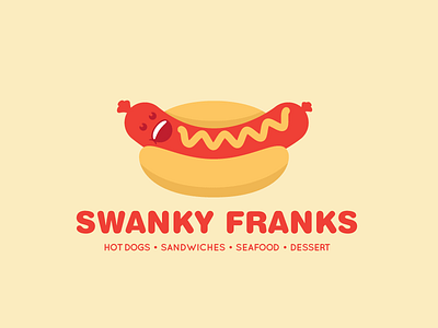 Swanky Franks franks fun hotdog logo red restaurant swanky yellow