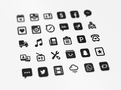Social Media and Contact Icons contact depth heart icons media minimal social weather