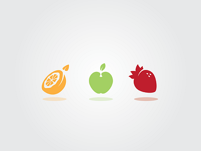 Fruit Icons apple figure fruit green ground icon icons minimal orange red strawberry stroke