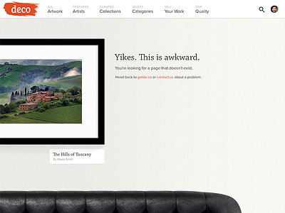 Deco 404 404 art error frame marketplace photography ui ux website