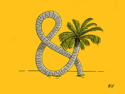 Palmpersand ampersand design green illustration illustrator palm tree plant sunny sunshine yellow