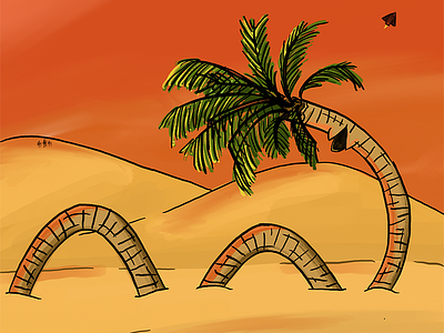 Dunetree desert dunes flexible illustration palm palm tree plants procreate sketch
