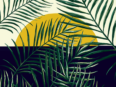 Sun Covered Leaves illustration leaves palm leaves palm trees plants sun tropical