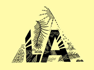 A Jungle of Good Vibes illustration illustrator la leaves los angeles palm trees palms procreate surfing