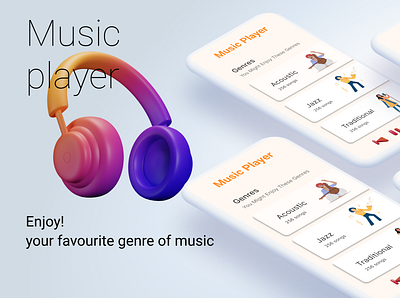 Music Player app design illustration product design typography ui ux