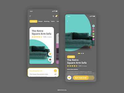 Ecomerce Sofa App Design app design art design graphic design typography ui ux vector web web design