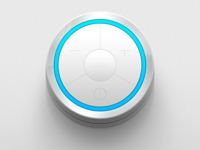 Cold something blue button cold dial knob metal minus off on plus push silver ui