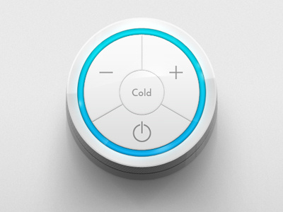 Cold something refined blue brushed button cold control dial knob metal minus off on plus silver ui