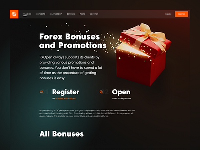 FXOpen - Bonuses and Promotions bonuses design figma forex forex trading fx gradient promotions ui ux web