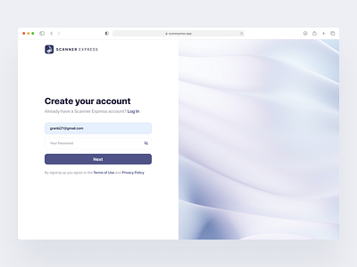 ScanExpress app – Sign up app clean ui design figma login minimal sign up ui web