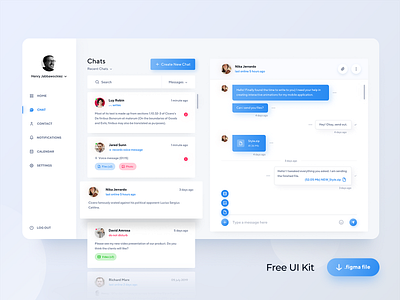 Freebie — Chat Dashboard — Figma chat dashboard ui design figma flat free freebie ui ux vector web