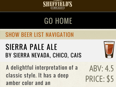 Sheffields Mobile Beer List beer mobile ux