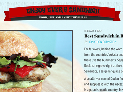 Enjoy Every Sandwich blog ribbon web design