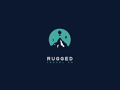 Rugged balloon exploration logo logo design logomark mountain negative space teal