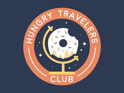 Hungry Travelers Club badge badgedesign branding club design doughnut food hay hayhaily hungry logo logo design logo mark logos logotype minimal space sticker travel world