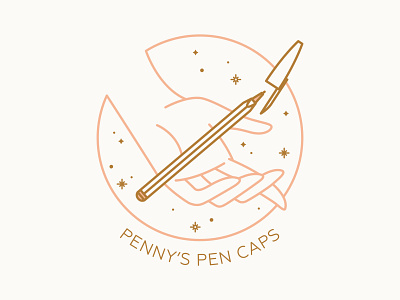 Penny's Pen Caps branding cap design hand hay hayhaily logo logo design logo mark logos logotype minimal pen pen cap penny vibe witch witchy