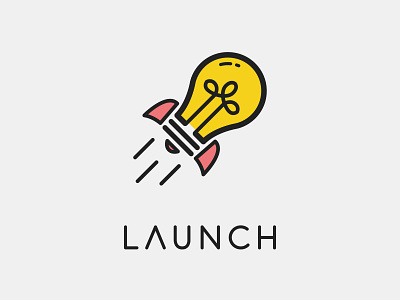 LAUNCH branding design fly hay hayhaily launch light lightbulb logo logo design logo mark logos logotype minimal rocket soar space spaceman spaceship