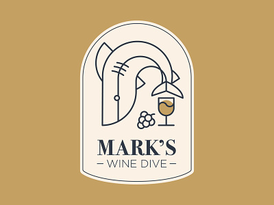 Mark's Wine Dive badge badge logo badges branding design dive grapes hay hayhaily logo logo design logo mark logos logotype mark minimal sea shark water wine