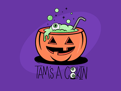 Tams A Cookin' branding cauldron cooking design halloween hay hayhaily logo logo design logo mark logos logotype minimal pumpkin pumpkins spell spooky spooky season witch witchy