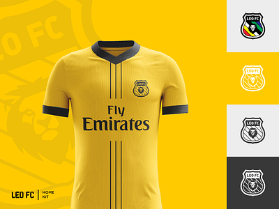 LEO FC club logo football football club football logo jersey jersey mockup leo lion logo logomark minimalism soccer yellow