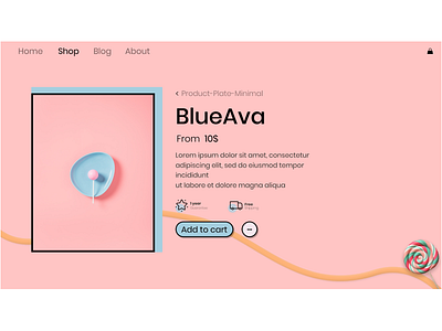 Candy Shop Product Page blue candy candy shop colors design figma flat inner iran landingpage pastel pastel color product shopping soft tehran ui uiux ux web