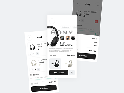 eShop App UI branding design figma market minimal mobile music shop soft sony trend ui