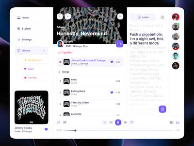 Arena Music Player Desktop UI design desktop figma music rap spotify trend web