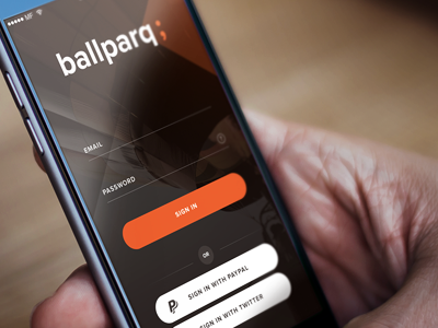 Ballparq Login Screen