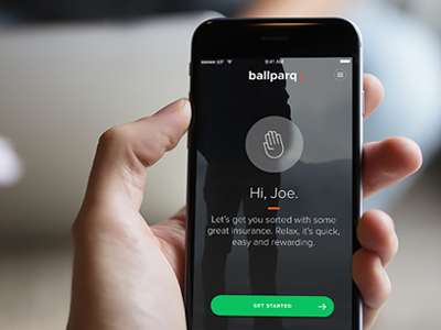 Ballparq Welcome app mockup prototype splash welcome