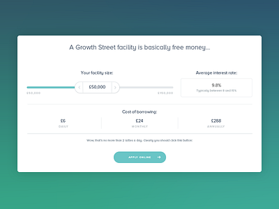 Growth Street Interest Calculator altfi calculator fintech homepage interest slider ui ux