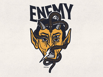 Enemy apparel artforsale artworkforsale bandmerch brand designforsale devil illustration illustrator logo merch print skull