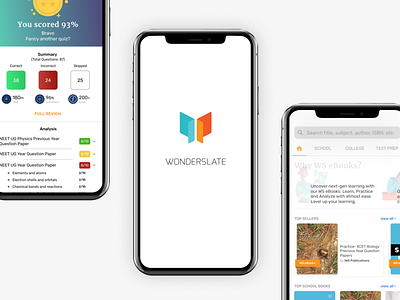 Wonderslate App book store design app ed tech education store test preparation ui ux