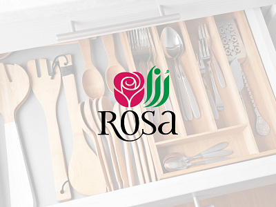 Rosa kitchen tools store brand branding flat illustration logo typography vector