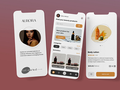 Beauty Product eCommerce App app design beauty shop branding business design figma graphic design illustration logo motion graphics skincare app ui ux