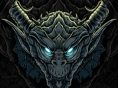 Dragon head dark digitalart dragon fantasy head illustration
