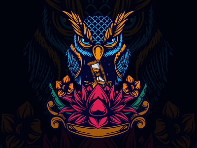 sanctity guardian apparel design art artwork awesome concept design drawing graphic idea illustration journey lotus owl wild