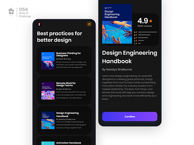 Confirmation | Daily UI Challenge 054 app books challenge confirmation design learn uiux design