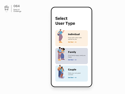 Select User Type | Daily UI Challenge 064 app challenge daily ui illustration type ui users ux