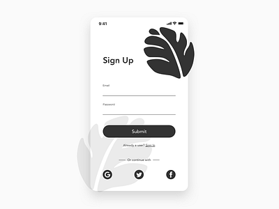 Sign Up Page Design app ui