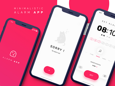 Alarm App alarm alarm app ios minimal minimalistic mobile app design mobile ui