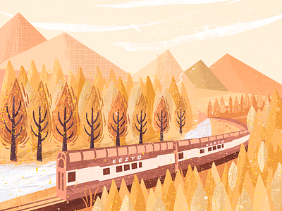 Take the autumn train illustration