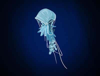 Marine life 2021 2021 covid 19 digital art facemask illustration jellyfish marine ocean plastic waste pollution ppe