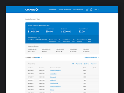 Chase Canada Redesign app bank blue design product design quirk web app
