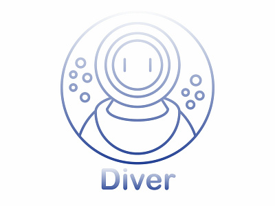 illustrated Diver logo branding diver emblem icon illustration logo simbol