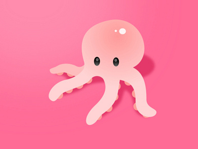 Little octopus 2d character cute illustration octopus pink