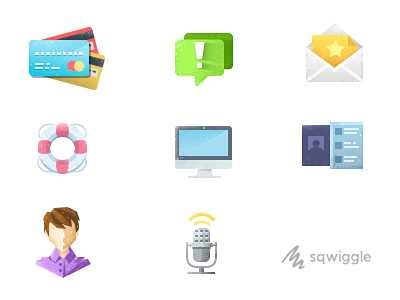 Sqwiggle Help Icons credit card flat help icons invite mac microphone notification sqwiggle vintage