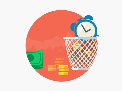 Sqwiggle Icons clock coin flat illustration money sqwiggle trashcan