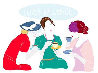 "ladies luncheon" bridal shower invite illustration